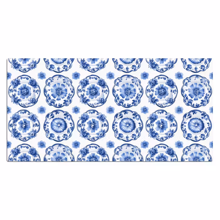 Schreibtischunterlage - Zierteller - Blumen - Blau