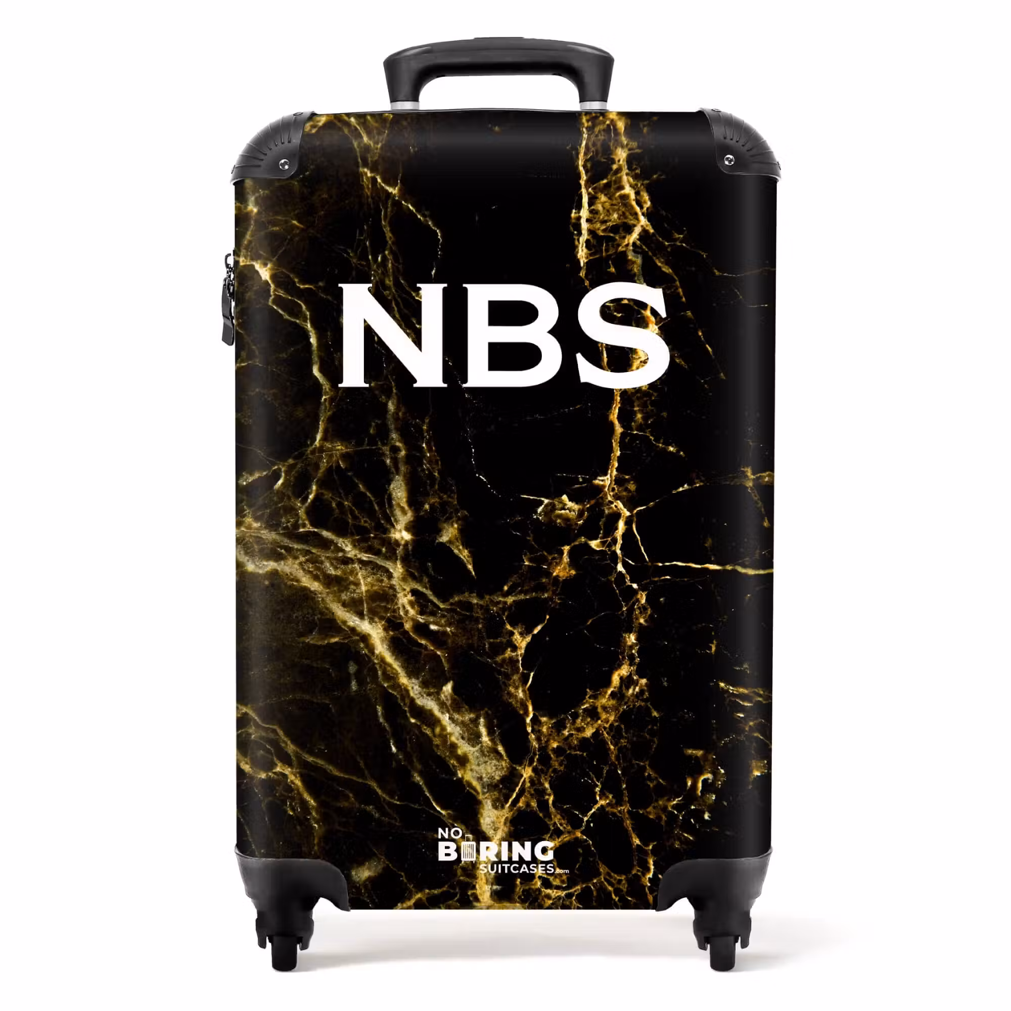 Koffer mit Name - Schwarzer Marmor Gold