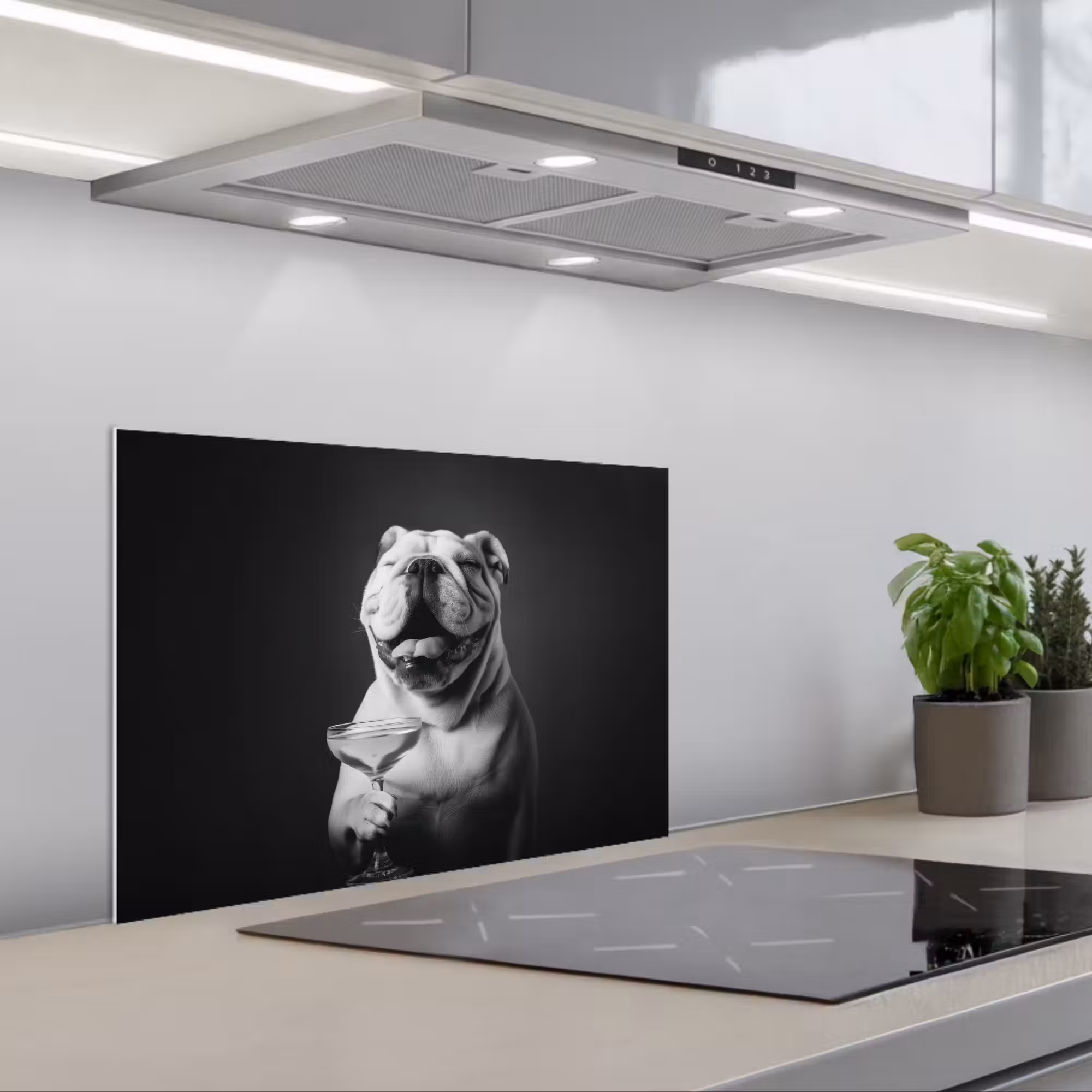 Spritzschutz Küche - Bulldogge - Hund - Glas