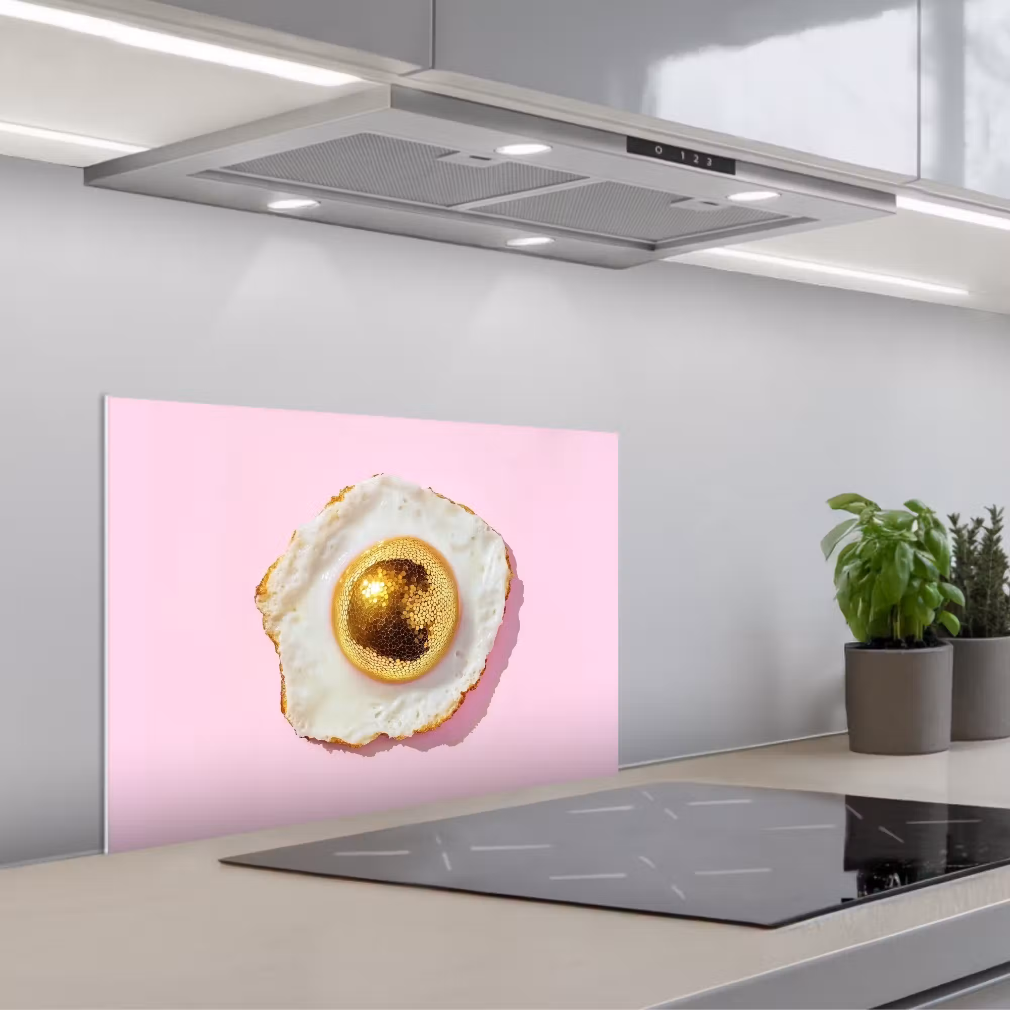 Spritzschutz Küche - Ei - Disco - Frühstück - Glitzer