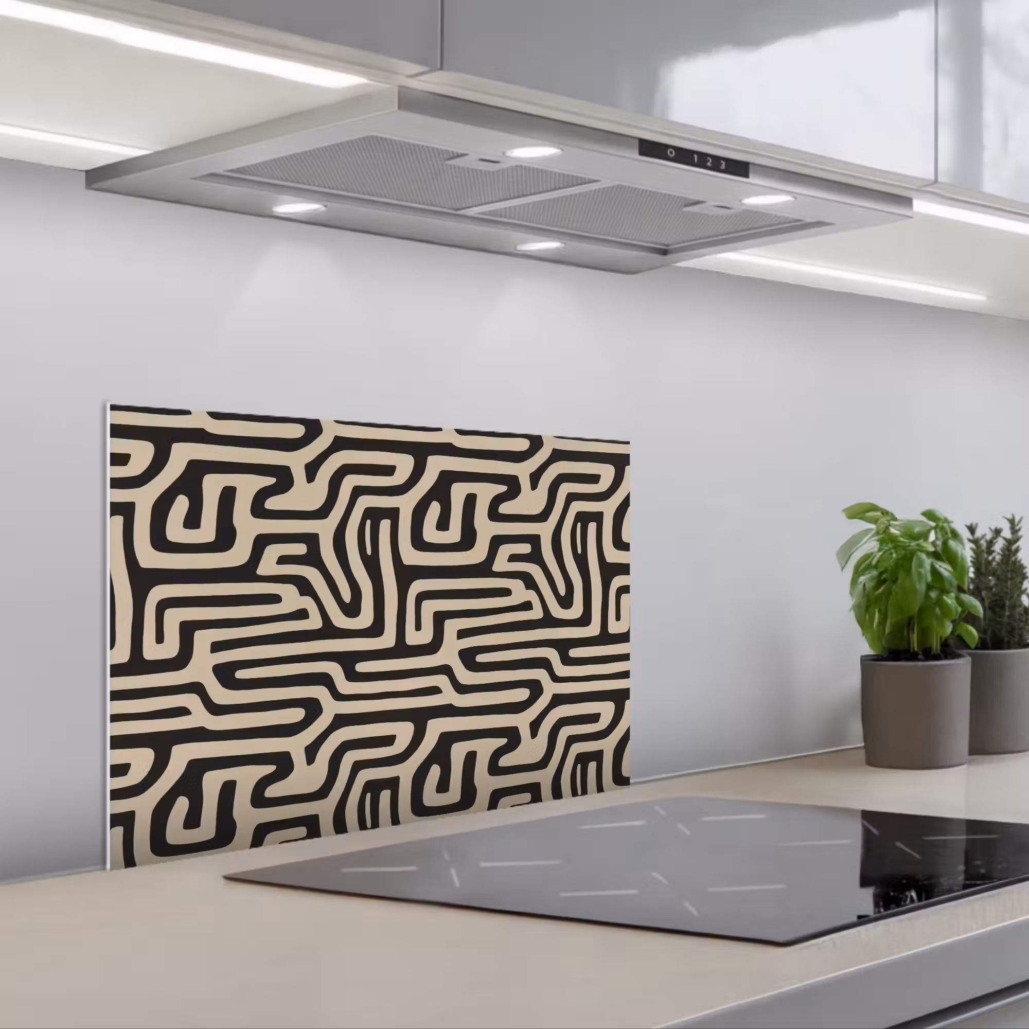Spritzschutz Küche - Grafik - Linien - Schwarz