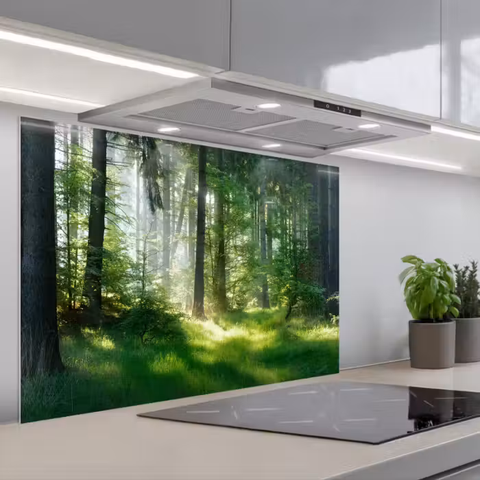 Spritzschutz Küche - Natur - Bäume - Wald - Grün - Sonne - Gras - Pflanzen