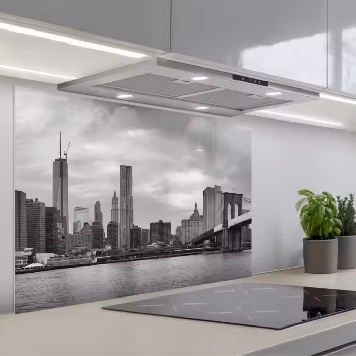 Spritzschutz Küche - Skyline - Brücke - Gebäude - Farblos