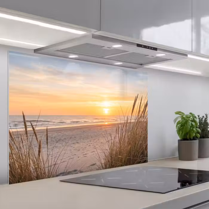 Spritzschutz Küche - Sonnenuntergang - Dünen - Meer