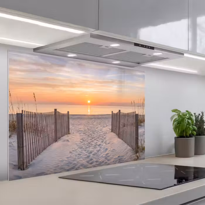Spritzschutz Küche - Sonnenuntergang - Strand - Sand