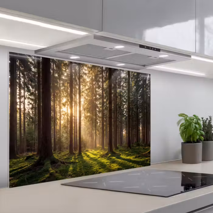Spritzschutz Küche - Wald - Gras - Sonnenlicht