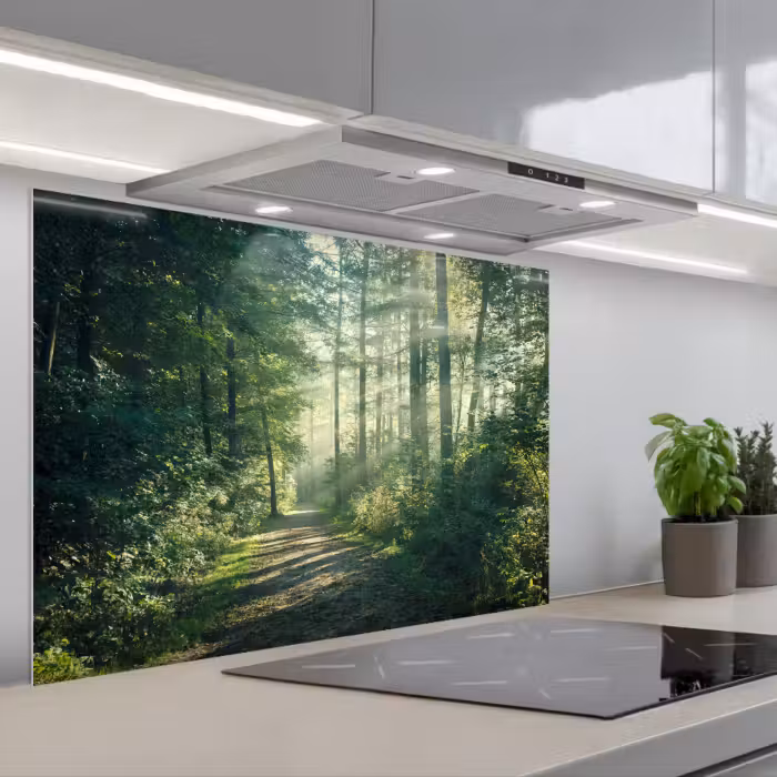 Spritzschutz Küche - Wald - Weg - Sonne - Bäume - Grün - Natur