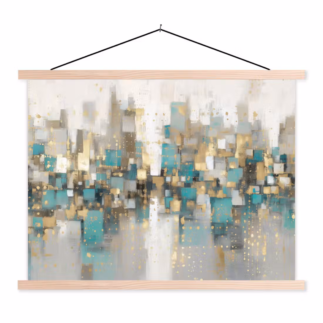 Stoffbild - Abstrakt - Blöcke - Gold - Skyline