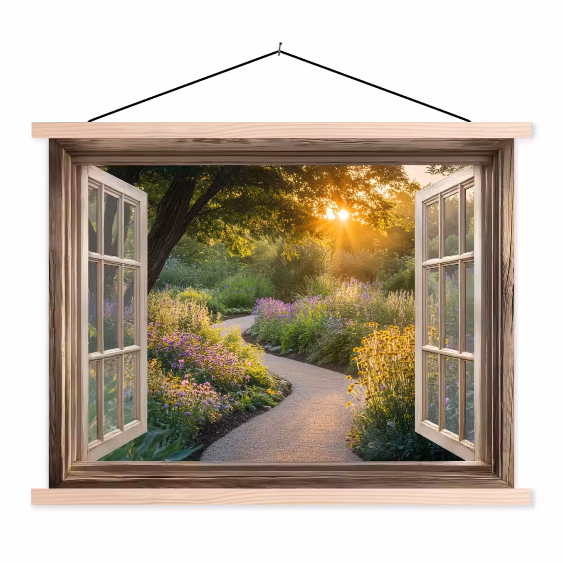 Stoffbild - Aussicht - Blumen - Natur - Sonne - Weg