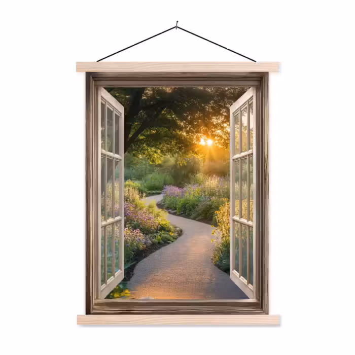 Stoffbild - Aussicht - Blumen - Natur - Sonne - Weg
