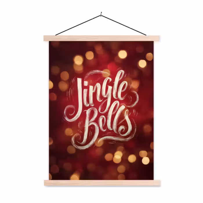 Stoffbild - Jingle - Bells - Weihnachten - Rot