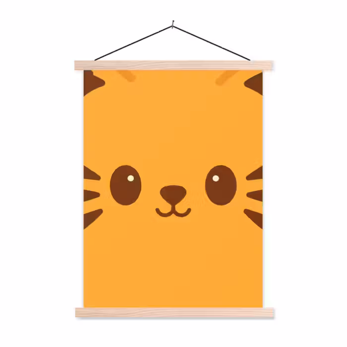Stoffbild - Katze - Vereinfacht - Orange - Fröhlich