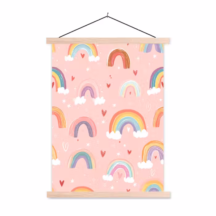 Stoffbild - Regenbogen - Muster - Pastell