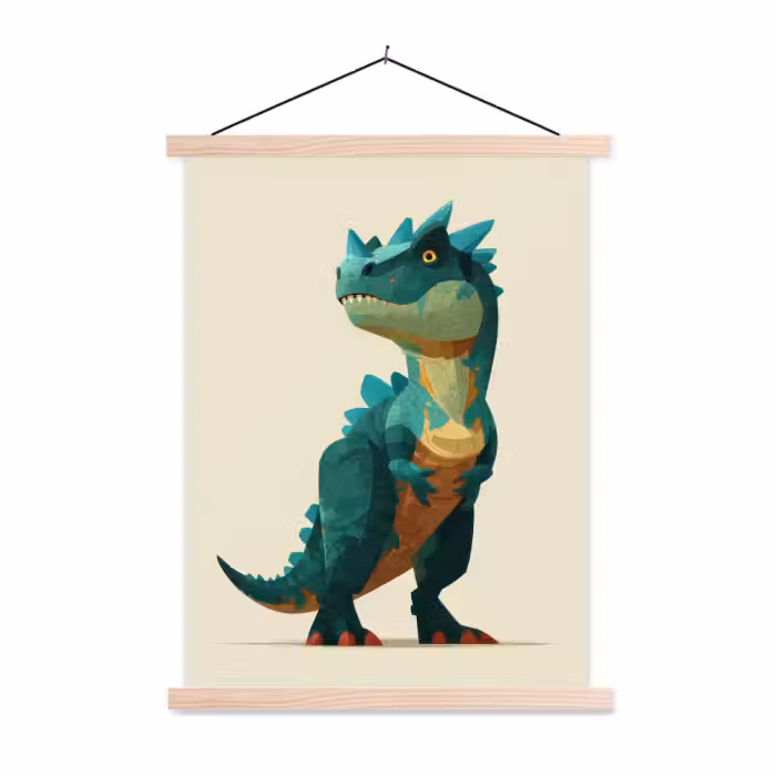 Stoffbild - Stacheln - Dino - Blau - Muskulös