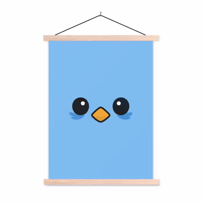 Stoffbild - Vogel - Blau - Einfach