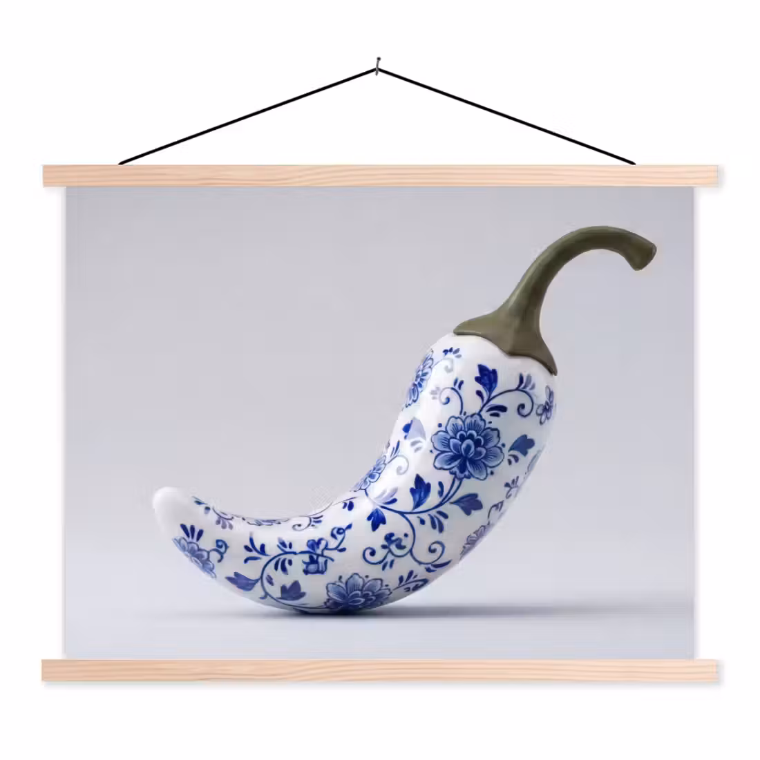 Stoffbild - Chilischote - Keramik - Blau