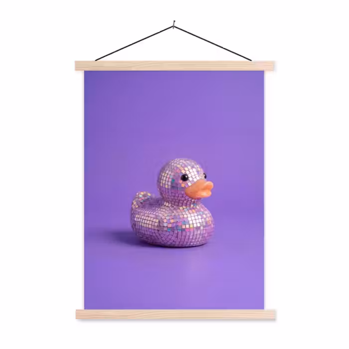 Stoffbild - Disco - Ente - Lila