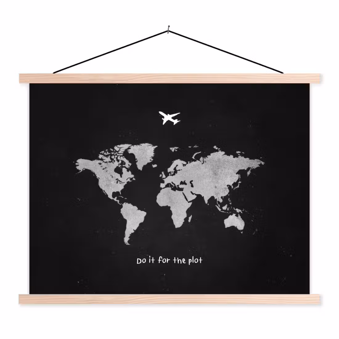 Stoffbild - Flugzeug - Zitat - Weltkarte