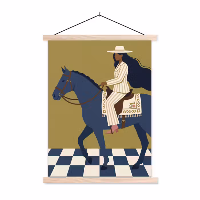Stoffbild - Frau – Pferd – Reiten – Modern – Abstrakt