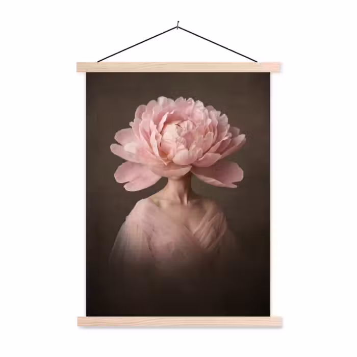 Stoffbild - Gesicht - Rose - Rosa