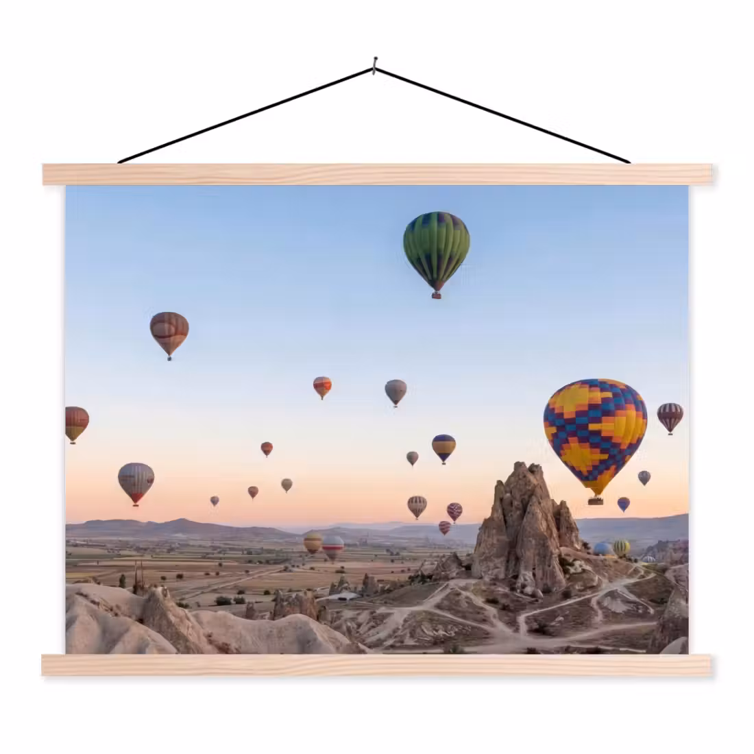 Stoffbild - Heißluftballons - Felsen - Sonnenaufgang