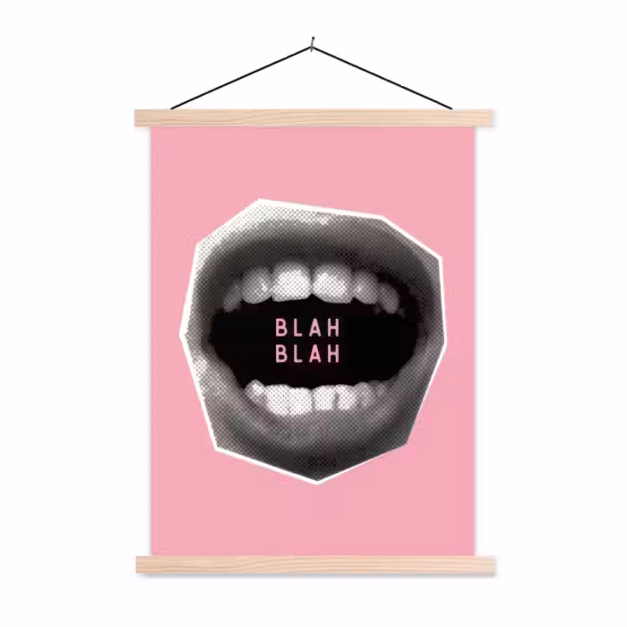 Stoffbild - Mund - BLAH BLAH - Rosa