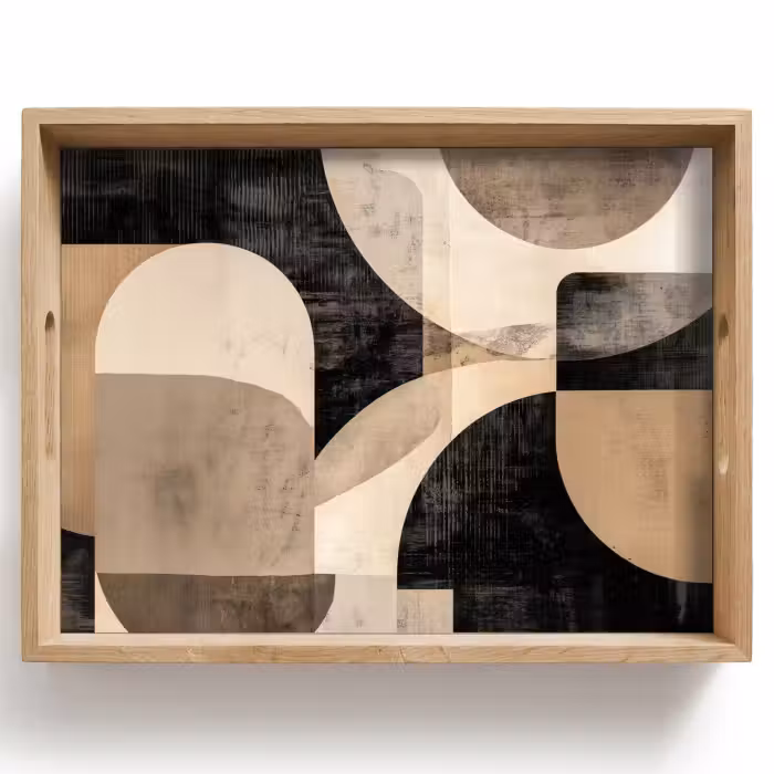 Tablett - Abstrakt - Formen - Modern - Beige