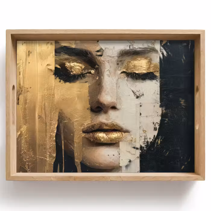 Tablett - Abstrakt - Gold - Gesicht - Lippen