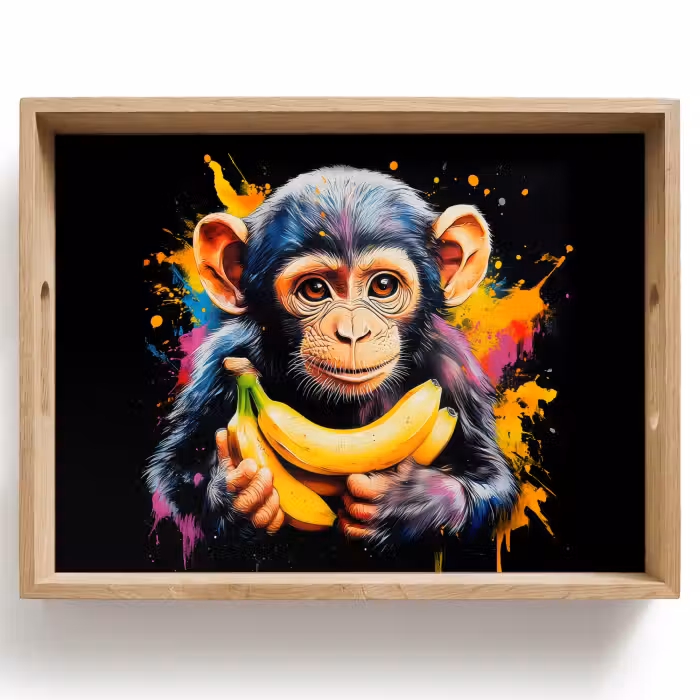 Tablett - Affe - Graffiti - Farbenfroh - Bananen - Modern
