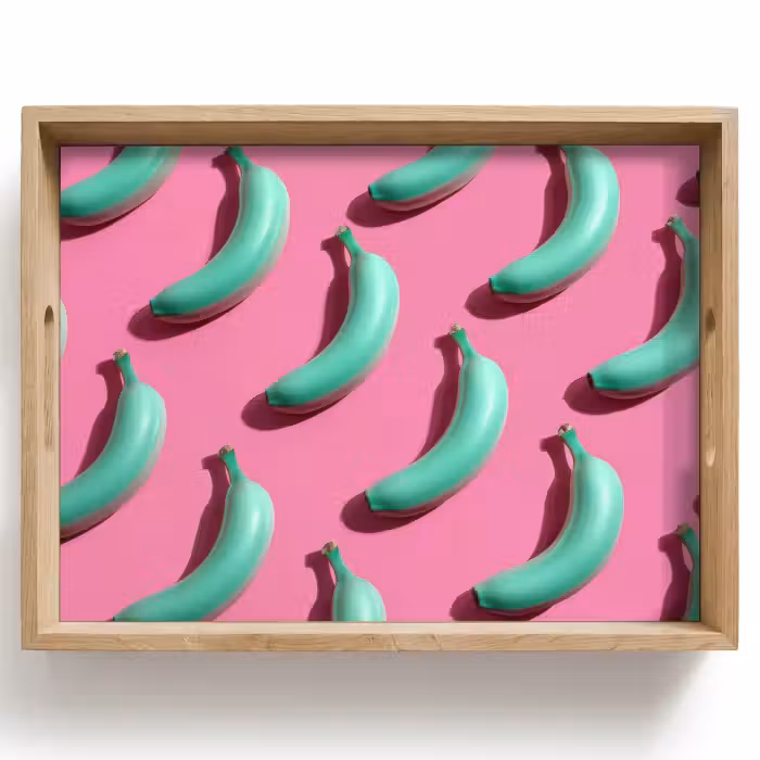 Tablett - Bananen - Muster - Blau - Rosa