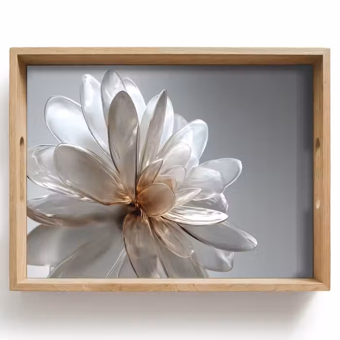 Tablett - Blume - Weiß - Neutral