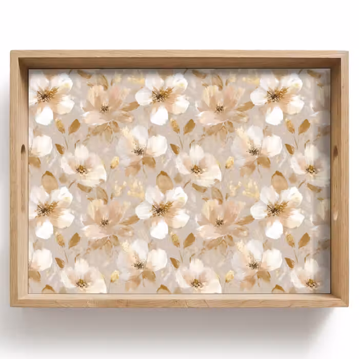 Tablett - Blumen - künstlerisch - Gold