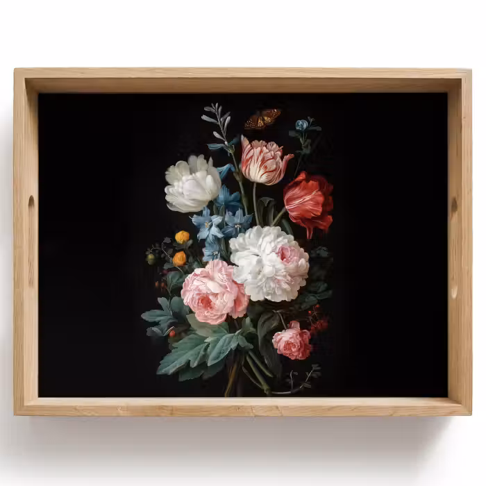 Tablett - Blumenstrauß - Bunt - Klassisch