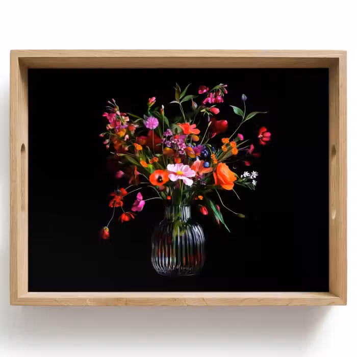 Tablett - Blumenstrauß - Feldblumen - Vase