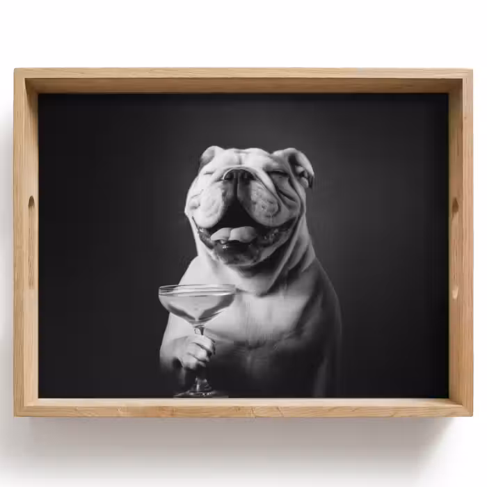 Tablett - Bulldogge - Hund - Glas