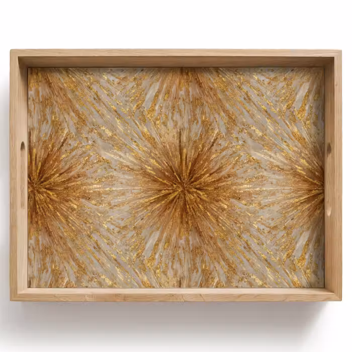 Tablett - Explosion – Abstrakt – Gold – Weiß
