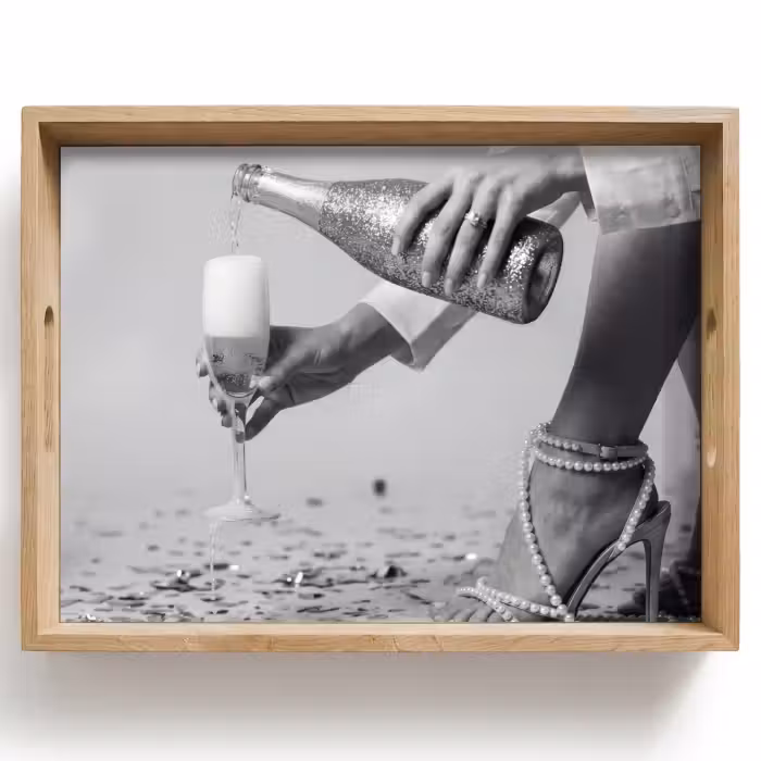 Tablett - Festlich - Champagner - Discokugel