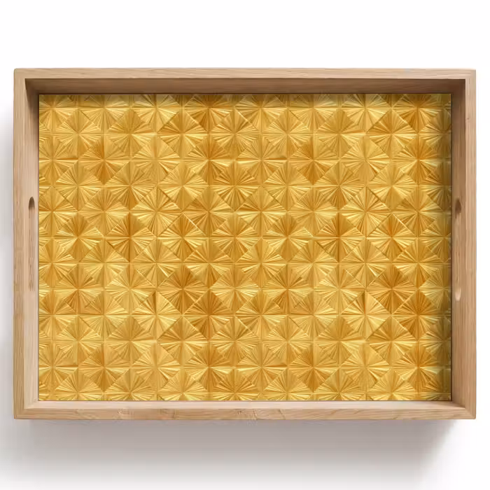 Tablett - Fliesen – Geometrisch – Relief – Gold