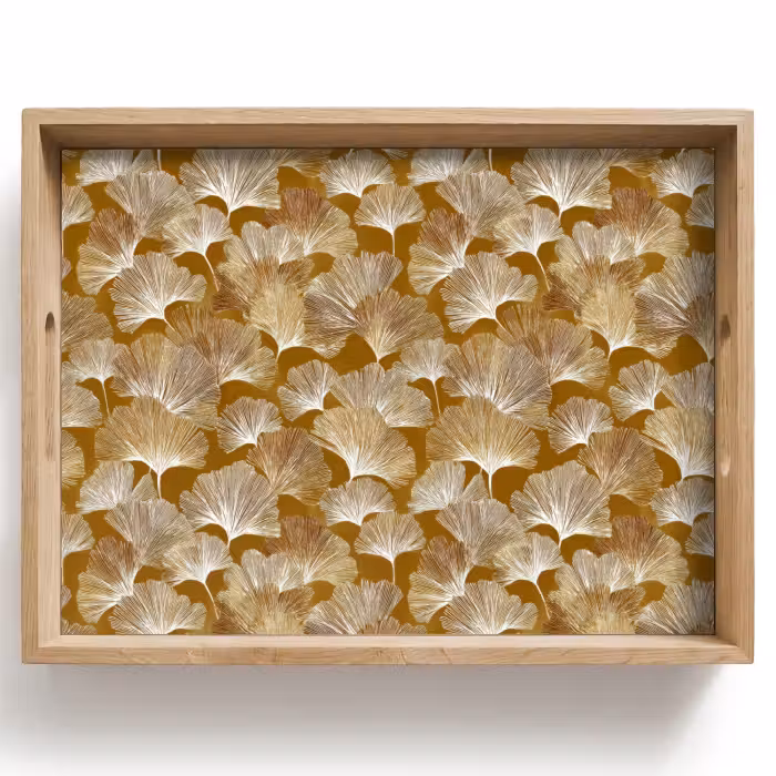 Tablett - Ginkgo - Blätter - Gold