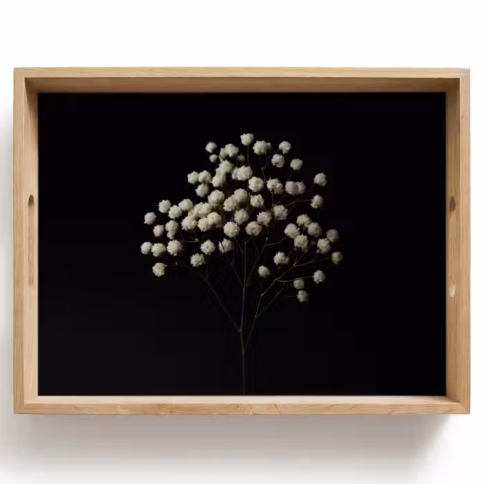 Tablett - Gipskraut - Blumen - Weiß - Minimalistisch