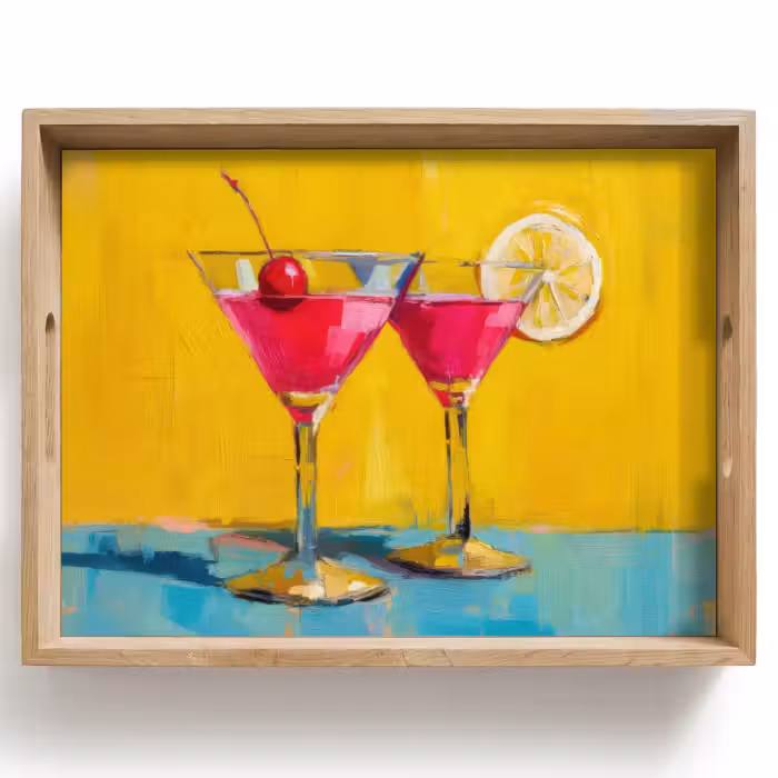 Tablett - Gläser - Cocktail - Zitrone - Kirsche