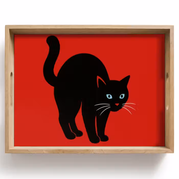 Tablett - Katze - Schwarz - Schwanz