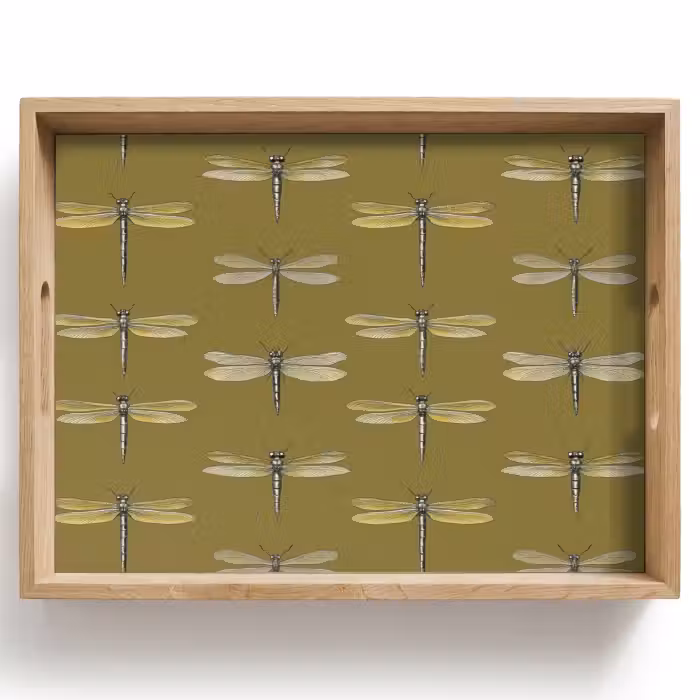 Tablett - Libellen - Muster - Grün