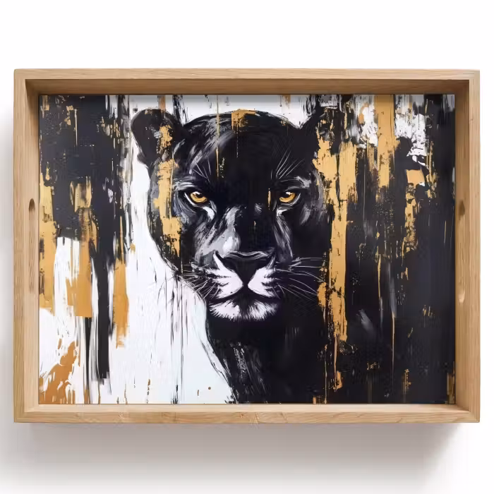 Tablett - Panther - Schwarz - Abstrakt - Pinselstriche