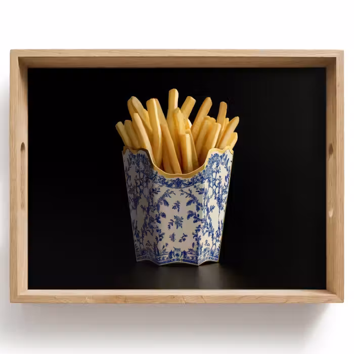 Tablett - Pommes frites - Porzellan - Delfter Blau - Lebensmittel