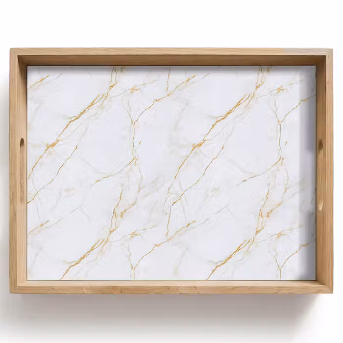 Tablett - Weiß - Marmor - Gold - Luxuriös