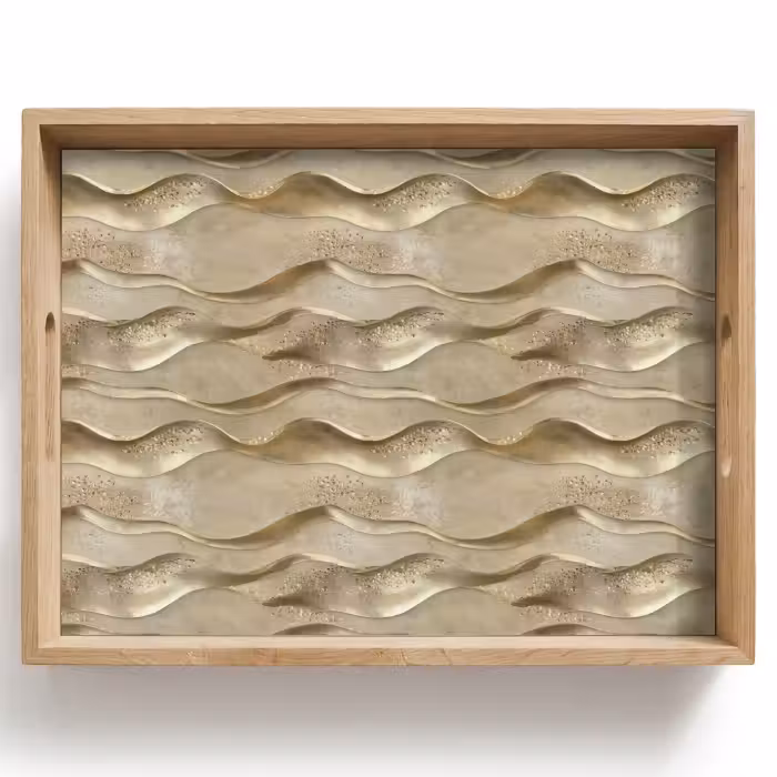 Tablett - Wellen - Muster - Gold