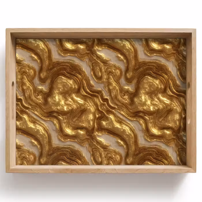 Tablett - Wellen – Organisch – Gold – Creme