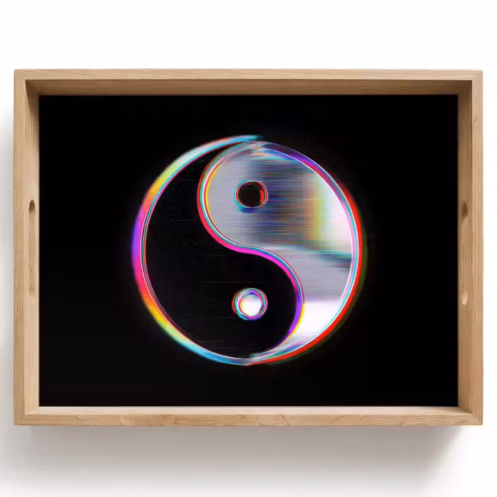 Tablett - Yin-Yang - Kreis - Regenbogen