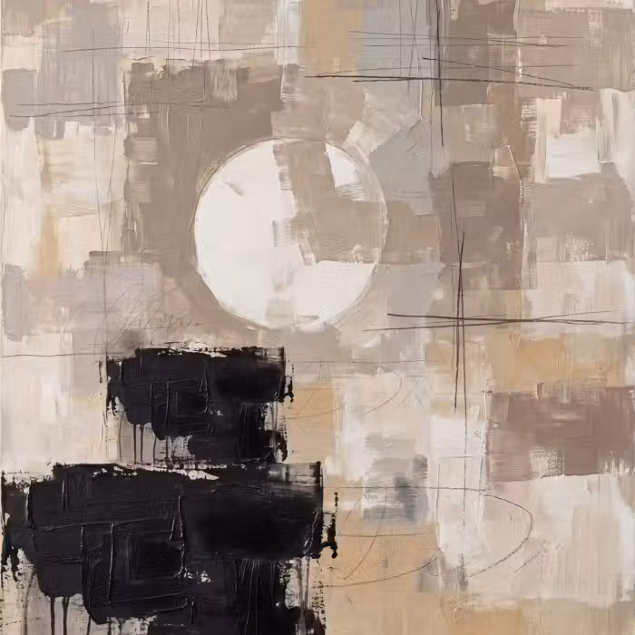 Tapete - Abstrakt - Kreis - Modern - Beige - Schwarz - Minimalistisch